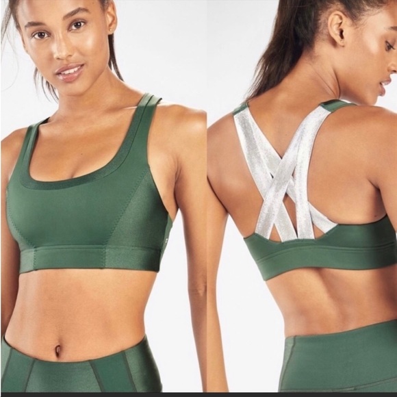 Fabletics Other - Fabletics Paige low impact green/silver sports bra szM
